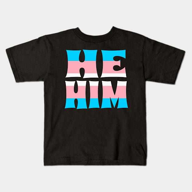 Trans Flag He/Him Kids T-Shirt by sqbfructosebat